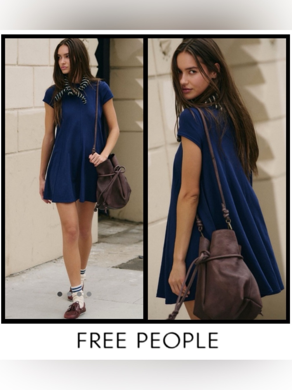 💥SALE💥NWT’S FREE PEOPLE Mandi Mini Navy Dress M Trapeze Style